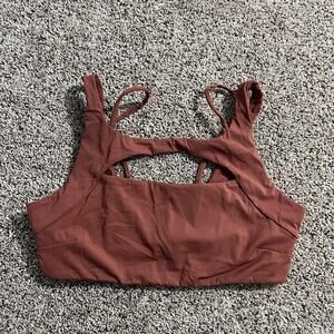 CVG Sports Bra Womens XL Brown Strappy Back Padded Workout Athletic Top